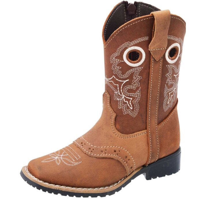 Botas Rodeo Para Niño Color Miel Con Cierre Lateral WD 11-383