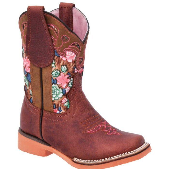 Botas Rodeo Para Niña Flores Color Rosa WD 11-393