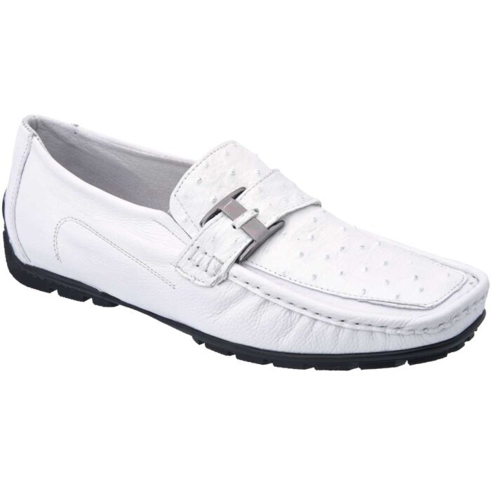 Men's White Shoes Genuine Ostrich Leather WD 11-409