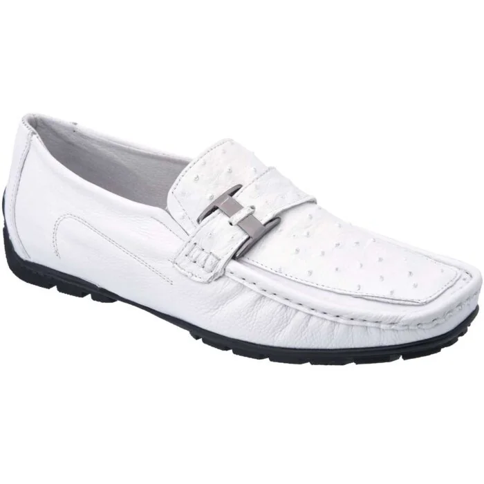 Men's White Shoes Genuine Ostrich Leather WD 11-409