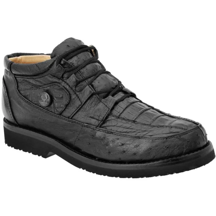 Zapatos Originales Cocodrilo-Avestruz Negros Para Hombre WD 11-399