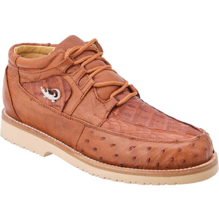 Men's Urban Style Shoes Genuine Exotic Leather Cognac WD 11-398