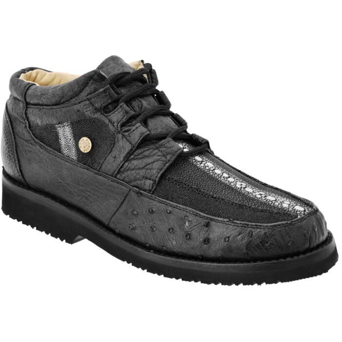 Men's Casual-Urban Stingray-Ostrich Black Shoes WD 11-400