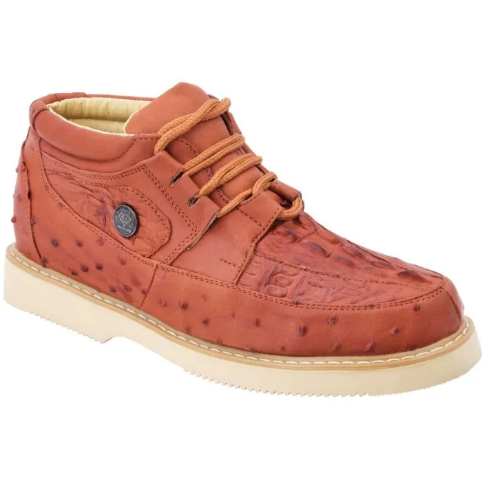 Men's Casual Print Leather Shoes WD 11-414 Cognac