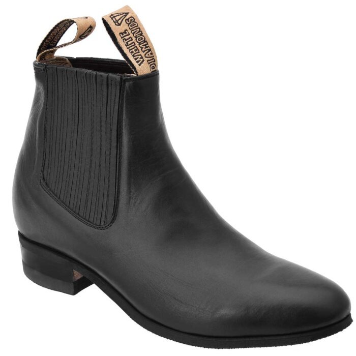 Botines Charros Negros Horma Tradicional Suela Hule WD 11-707