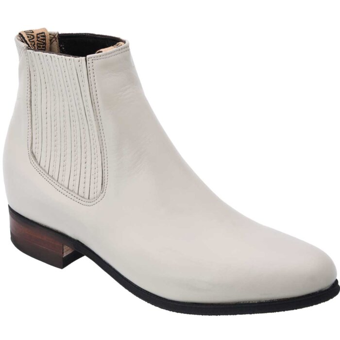 Botines Charros Piel Napa Color Hueso Suela Hule WD 11-704