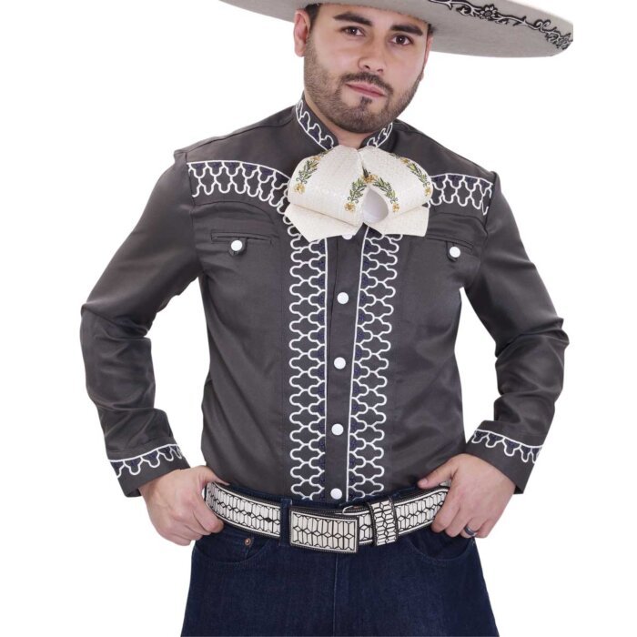 Camisa Charra Moderna WD 11-859 Color Gris