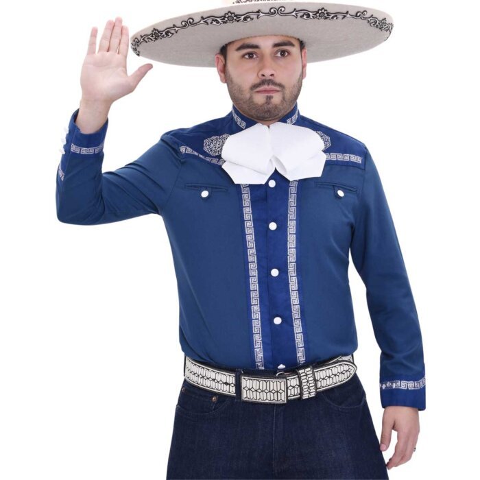 Camisa Azul Lisa Botón Tipo Hueso WD Boots 800