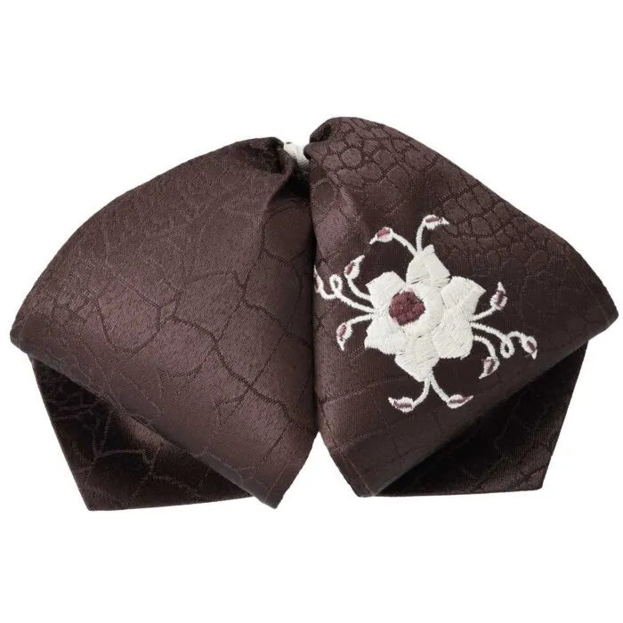 Moño Charro Fino Color Café Flor Blanca WD 11-964