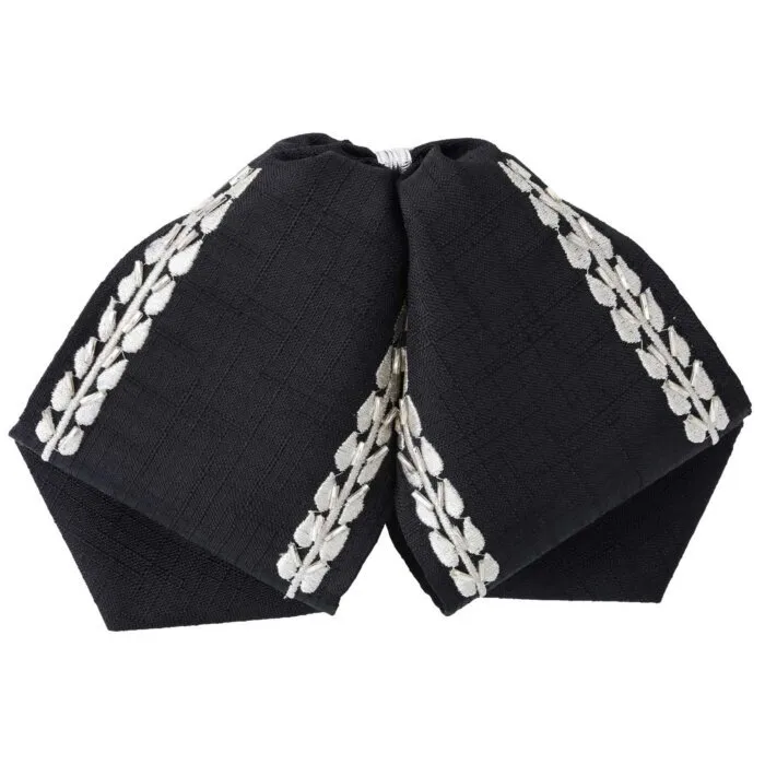 Moño Charro Fino Negro Bordado Blanco WD 11-981