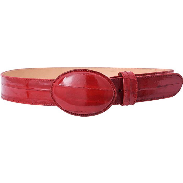 Cinto Vaquero De Anguila Color Rojo Hebilla Oval
