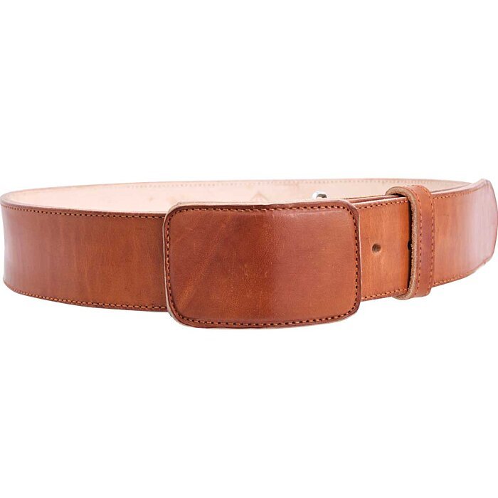 Cinto Vaquero De Vaqueta Color Natural Hebilla Rectangular