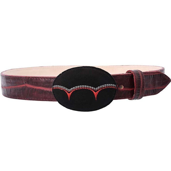 Cinto Vaquero Rojo Clon Coco Belly Hebilla Ovalada