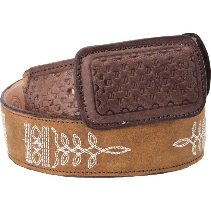 Cinto Rodeo Puntera Grabado WD 11-1571 Miel-Chocolate