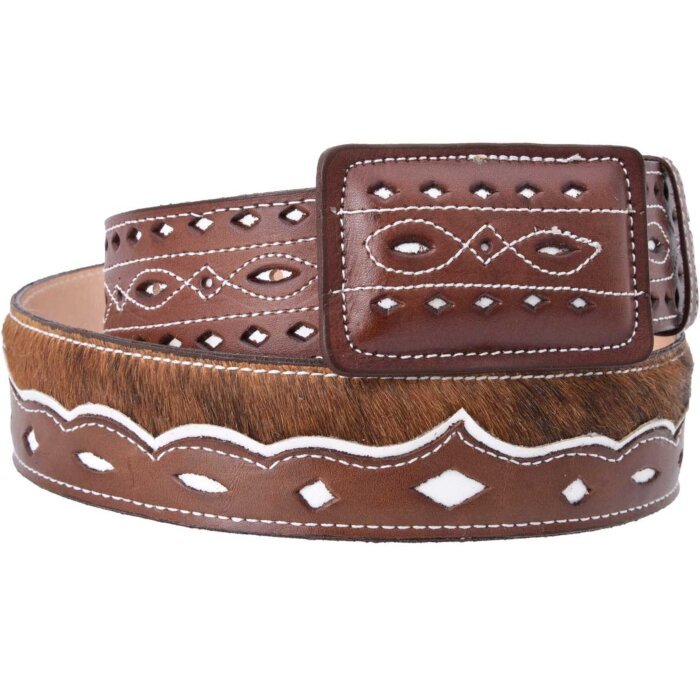 Cinto Rodeo Pelo De Vaca WD Western 11-1574 Café