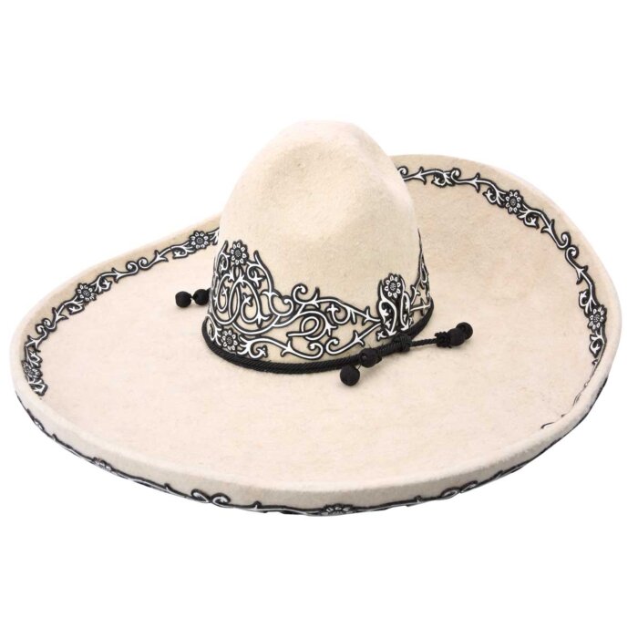 Sombrero Charro Lana Lazer WD 11-767 Crema-Negro