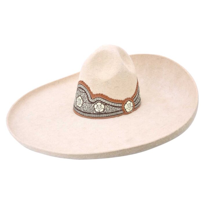 Sombrero Charro Crema Flor Lazer De Lana WD 11-778