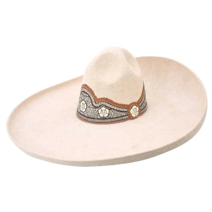 Sombrero Charro Crema Flor Lazer De Lana WD 11-778