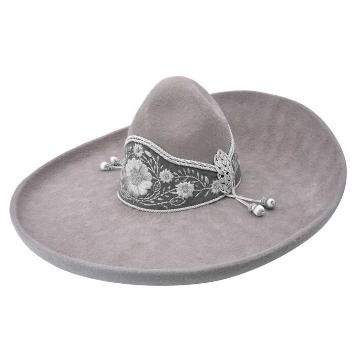 Sombrero Charro De Lana Flor WD 11-771 Color Gris