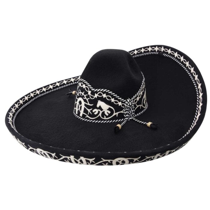 Traditional Charro Hat Decorated WD 729 Black
