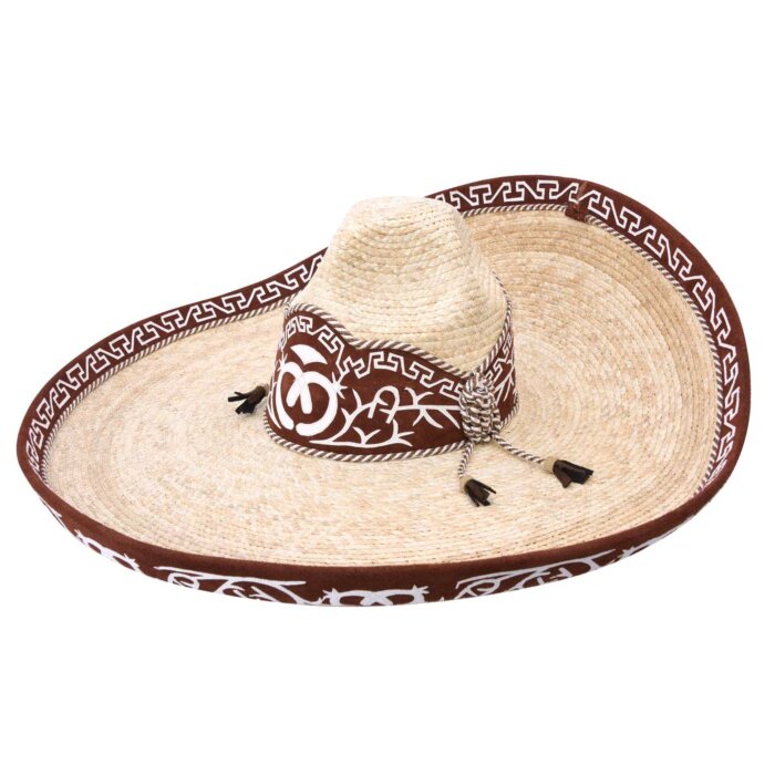 Sombrero Charro De Paja White Diamonds 10-842 Grecas Natural/Shedrón