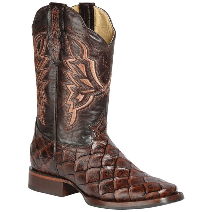 Botas Rodeo Grabado Pirarucu Color Café El General 44664
