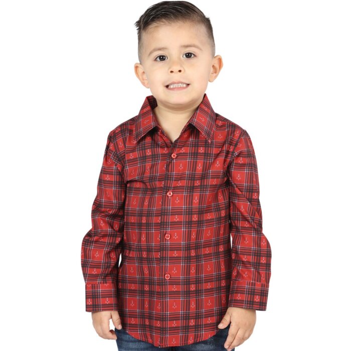 Camisa Vaquera para Niño a Cuadros Rojos, Versión de Manga Larga – El General 44739