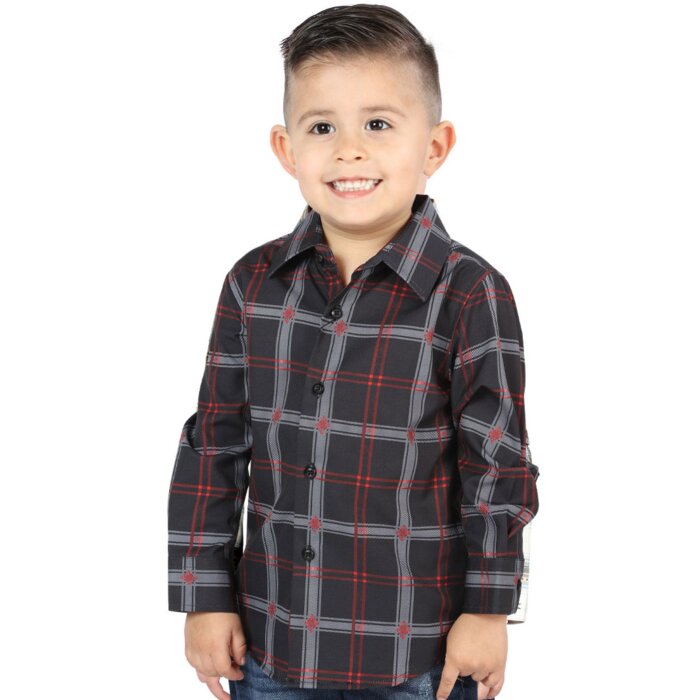 Camisa Vaquera para Niño a Cuadros Negro-Gris, Versión de Manga Larga – El General 44743