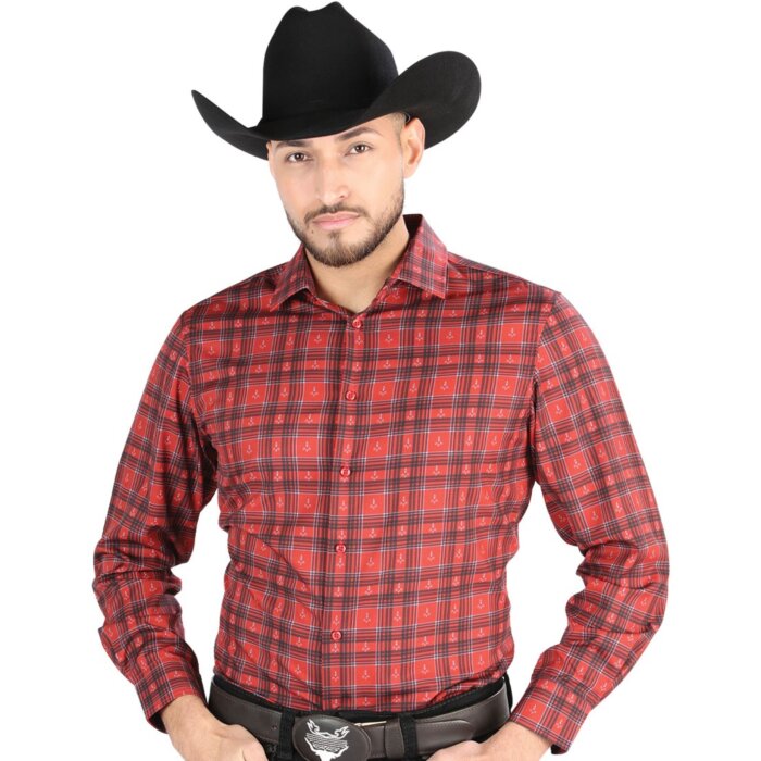 Camisa Vaquera para Hombre Roja a Cuadros, Versión de Manga Larga – El General 44705