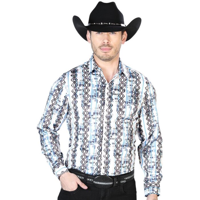 Camisa Color Blanco Con Azul El Señor De Los Cielos 43940