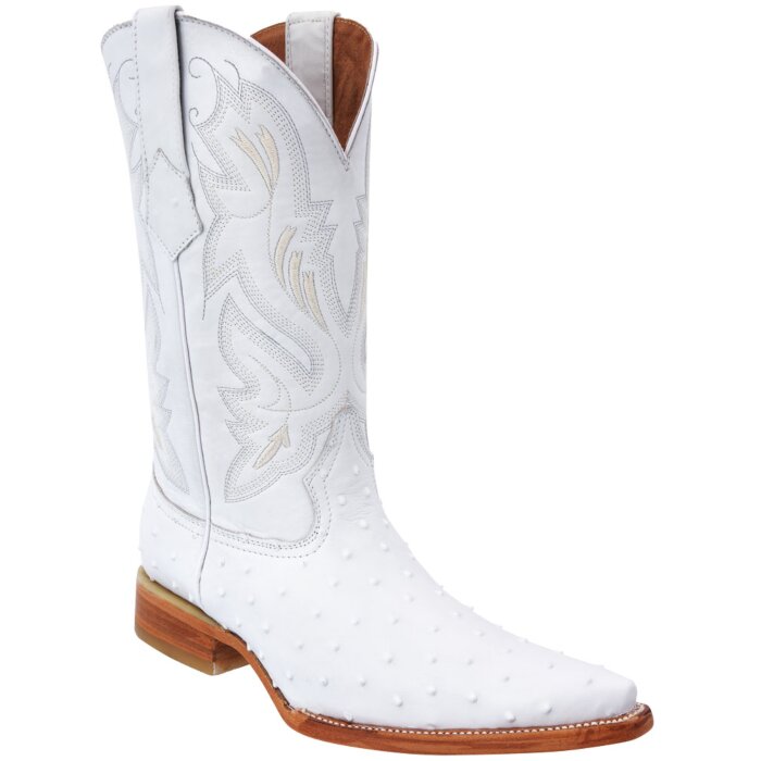 Bota Vaquera Imitación Avestruz Blanca Para Hombre WD 11-120