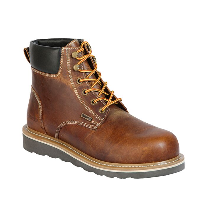 Zapato Waterproof Para Trabajo Fiber Toe Piel Crazy Color Tan 126420