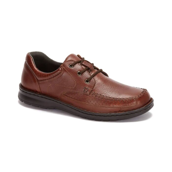 Zapatos Para Hombre Piel Costura Opanka Colo Café Con Agujetas Y Ojal Metálico