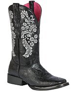Bota Rodeo Piel Grabada Para Mujer Color Negro