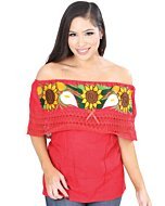 Blusa Bordada Artesanal Olán Roja 601703