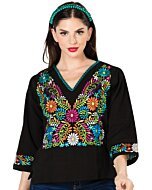 Blusa Tradicional Artesanal Mexicana 603054 Negra
