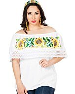 Blusa Artesanal Campesina Girasol 603064 Blanca