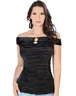 Blusa Negra Hombros Descubiertos Lamasini 5719