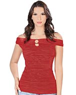 Blusa Roja Hombros Descubiertos Lamasini 5719
