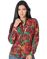 Blusa Vino Diseño De Cintos Y Cadenas De Oro Lamasini 2313