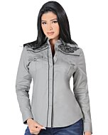Blusa Vaquera Gris Bordado Negro Lamasini 2316