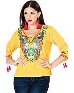 Blusa Tradicional Pavos Artesanal Mexicana 603180 Amarilla