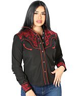 Blusa Vaquera Negra Cor Bordado Rojo 126668