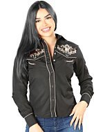 Blusa Vaquera Negra Bordado Bull Skull 126673