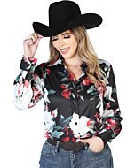 Blusa Vaquera Rosas Rojas ESDLC 43893 Color Negro-Blanco