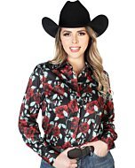 Blusa Vaquera Rosas Rojas ESDLC 43898 Negra