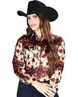 Camisa Vaquera De Mujer Color Burgundy 44105