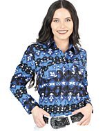 Camisa Vaquera De Mujer Snap Bottom Color Azul 44410
