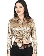 Blusa Estampada De Moda Manga Larga Color Beige 44596