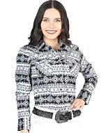 Camisa Vaquera Para Mujer Blanca Estampada De Algodón 44405